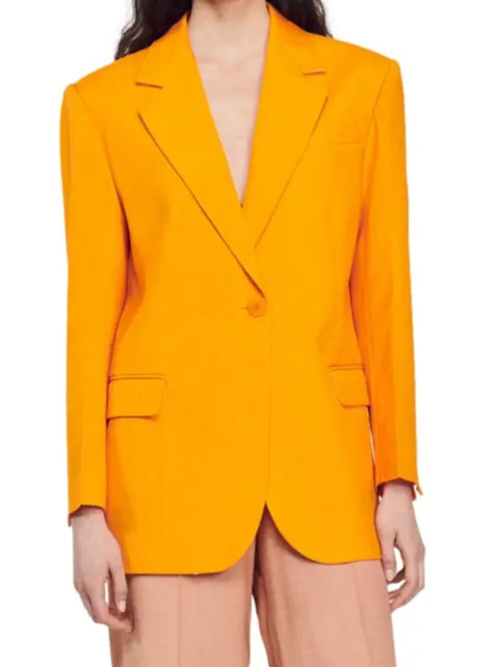 SANDRO Harper One‑Button Blazer – Size 36 (Fits 2–4 US) – Orange